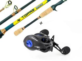 Conjunto de Pesca Vara Albatroz Topaz 1,68m 6-12lbs 2P + Carretilha M21 Pro Black Blue (Ref. 208)