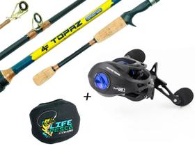 Conjunto de Pesca Vara Albatroz Topaz 1,68m 6-12lbs 2P + Carretilha M21 Pro Black Blue (Ref. 208)