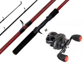 Conjunto de Pesca Vara em Carbono CMIK 1,50m 15-25lbs 2P + Carretilha Albatroz M21 Pro Black Red (Ref. 209) Conjunto de Pesca Vara em Carbono CMIK 1,50m 15-25lbs 2P + Carretilha Albatroz M21 Pro Black Red (Ref. 209)