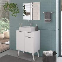 Conjunto de Pia e Espelho para Banheiro Branco Tecno Mobili Conjunto de Pia e Espelho para Banheiro Branco Tecno Mobili