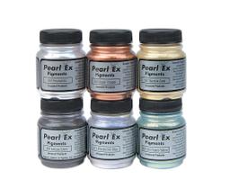 Conjunto de pigmento em pó Jacquard Pearl Ex, frasco de 15 ml de 6 cores Conjunto de pigmento em pó Jacquard Pearl Ex, frasco de 15 ml de 6 cores