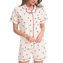 Conjunto de pijama Ammiko Y2K Monkey Beach de manga curta para mulheres