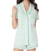 Conjunto de pijama Ammiko Y2K Monkey Beach de manga curta verde XXS Conjunto de pijama Ammiko Y2K Monkey Beach de manga curta verde XXS