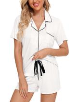 Conjunto de pijama Anjue Bride, calções de pijama com botões para mulheres