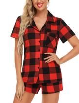Conjunto de pijama Anjue Bride Plaid para mulheres e pijamas de verão