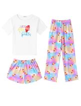 Conjunto de pijama Arshiner Girls, 3 peças, roupa de dormir de manga curta, 5t Conjunto de pijama Arshiner Girls, 3 peças, roupa de dormir de manga curta, 5t