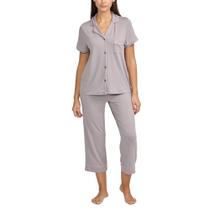 Conjunto de pijama BCBGMAXAZRIA, manga curta, gola entalhada, cinza
