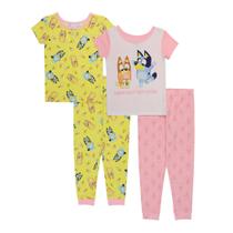 Conjunto de pijama Bluey Happy Day para meninas 4T 100% algodão, 4 peças