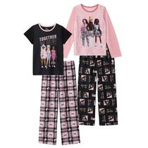 Conjunto de pijama, calças de pijama e camiseta de dormir para meninas da Barbie, 4 peças