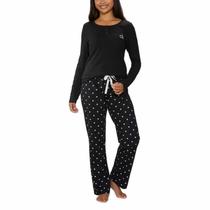 Conjunto de pijama Calvin Klein Fleece, 2 peças para mulheres, preto