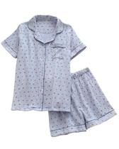 Conjunto de pijama codcm, camisa e shorts femininos de manga curta, azul