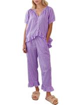 Conjunto de pijama COZYPOIN Gingham, 2 peças de algodão xadrez para mulheres Conjunto de pijama COZYPOIN Gingham, 2 peças de algodão xadrez para mulheres