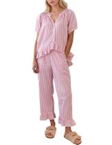 Conjunto de pijama COZYPOIN Gingham xadrez de algodão para maternidade
