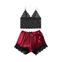 Conjunto De Pijama De Cetim Rosa Para Mulheres, Vestido De Noite Sexy Com Renda E Calças, Robe De Conjunto De Pijama De Cetim Rosa Para Mulheres, Vestido De Noite Sexy Com Renda E Calças, Robe De