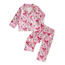 Conjunto de pijama de duas abóboras para meninas, seda acetinada, 3-4 anos