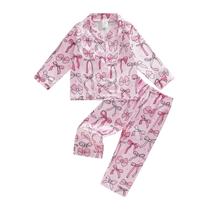 Conjunto de pijama de duas abóboras para meninas, seda acetinada, 4-5 anos Conjunto de pijama de duas abóboras para meninas, seda acetinada, 4-5 anos