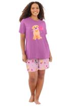 Conjunto de Pijama de Malha 3X com Estampa de Orquídeas e Rosas Conjunto de Pijama de Malha 3X com Estampa de Orquídeas e Rosas