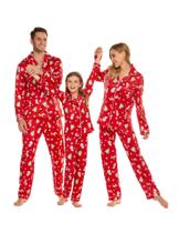 Conjunto de pijama Ekouaer Christmas Family combinando árvore de Natal vermelha Conjunto de pijama Ekouaer Christmas Family combinando árvore de Natal vermelha