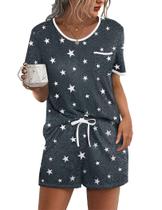 Conjunto de Pijama Ekouaer com Camiseta de Manga Curta e Shorts