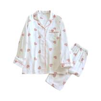 Conjunto De Pijama Feminino 100% Algodão De Manga Longa Para Primavera E Outono, Dois Peças, Lindo E Conjunto De Pijama Feminino 100% Algodão De Manga Longa Para Primavera E Outono, Dois Peças, Lindo E
