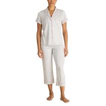Conjunto de pijama feminino BCBGMAXAZRIA de manga curta com calça cinza claro Conjunto de pijama feminino BCBGMAXAZRIA de manga curta com calça cinza claro