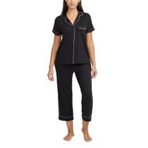 Conjunto de pijama feminino BCBGMAXAZRIA de manga curta com gola entalhada