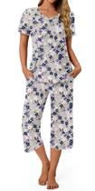 Conjunto de pijama feminino Capri com bolsos Syoss - Tamanho M