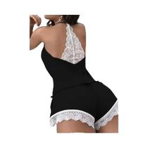 Conjunto De Pijama Feminino Com Alças De Renda E Shorts Em Modal Macio, Roupa De Dormir Sexy E