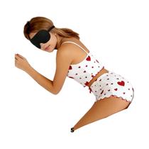Conjunto De Pijama Feminino Com Estampa De Coração 2 Peças: Camiseta Regata Canelada Macia E Shorts Conjunto De Pijama Feminino Com Estampa De Coração 2 Peças: Camiseta Regata Canelada Macia E Shorts