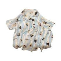 Conjunto De Pijama Feminino Com Estampa De Pinguim, Manga Comprida, Decote Em V, Calças Com Cintura