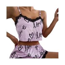 Conjunto De Pijama Feminino Com Estampa Sexy, 2 Peças, Camisola, Regata, Shorts, Roupa De Dormir,