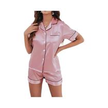 Conjunto de Pijama Feminino de Cetim - 2 Peças com Shorts e Botões