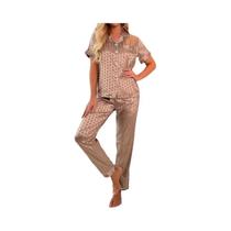 Conjunto De Pijama Feminino De Cetim Com Manga Curta E Botões, Roupa De Dormir De 2 Peças, Conjunto Conjunto De Pijama Feminino De Cetim Com Manga Curta E Botões, Roupa De Dormir De 2 Peças, Conjunto