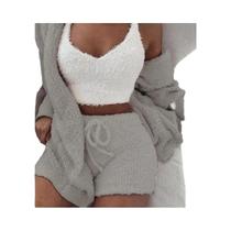Conjunto De Pijama Feminino De Inverno Quente E Grosso Com Pelúcia Longa, Colete De Manga Comprida E Conjunto De Pijama Feminino De Inverno Quente E Grosso Com Pelúcia Longa, Colete De Manga Comprida E