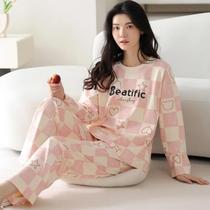 Conjunto De Pijama Feminino De Manga Longa Com Estampa De Desenho Animado, Confortável Para Uso