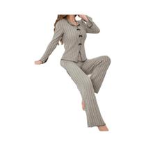 Conjunto De Pijama Feminino De Manga Longa Para O Verão, Roupas De Dormir, Calças Pijama Conjunto De Pijama Feminino De Manga Longa Para O Verão, Roupas De Dormir, Calças Pijama