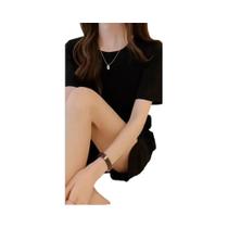 Conjunto De Pijama Feminino De Seda Gelada De Três Peças Confortável E Solto Com Manga Curta Para