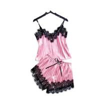 Conjunto De Pijama Feminino De Verão Com Listras Rosa E Branca, Tecido Macio E Suave