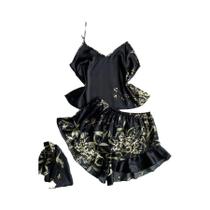 Conjunto de Pijama Feminino Elegante - Estampa Floral e Bainha com Babados