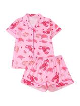 Conjunto de pijama feminino FUVYKOL com estampa oceânica, manga curta, GG Conjunto de pijama feminino FUVYKOL com estampa oceânica, manga curta, GG