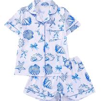 Conjunto de pijama feminino FUVYKOL com estampa oceânica, manga curta, tamanho M Conjunto de pijama feminino FUVYKOL com estampa oceânica, manga curta, tamanho M