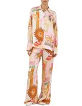 Conjunto de pijama feminino Kissonic com estampa de verão, 2 peças Boho (rosa-L)