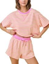 Conjunto de pijama feminino MISSACTIVER, listrado, de verão, 2 peças Conjunto de pijama feminino MISSACTIVER, listrado, de verão, 2 peças
