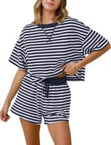Conjunto de pijama feminino MISSACTIVER, listrado, de verão, 2 peças Conjunto de pijama feminino MISSACTIVER, listrado, de verão, 2 peças