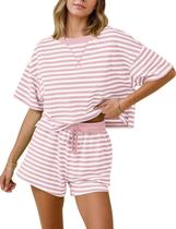Conjunto de pijama feminino MISSACTIVER, listrado, de verão, 2 peças Conjunto de pijama feminino MISSACTIVER, listrado, de verão, 2 peças