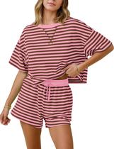 Conjunto de pijama feminino MISSACTIVER, listrado, de verão, 2 peças Conjunto de pijama feminino MISSACTIVER, listrado, de verão, 2 peças