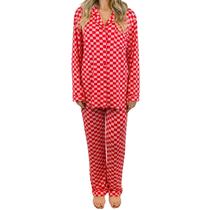 Conjunto de pijama feminino SOOKABEILA com estampa Y2k Lounge Red Plaid M Conjunto de pijama feminino SOOKABEILA com estampa Y2k Lounge Red Plaid M