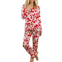 Conjunto de pijama feminino SOOKABEILA Y2k Print Lounge, vermelho, tamanho L Conjunto de pijama feminino SOOKABEILA Y2k Print Lounge, vermelho, tamanho L