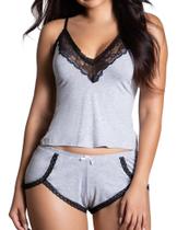 Conjunto de pijama feminino Tidouk, 2 peças, roupa de dormir sexy de renda, cinza Conjunto de pijama feminino Tidouk, 2 peças, roupa de dormir sexy de renda, cinza