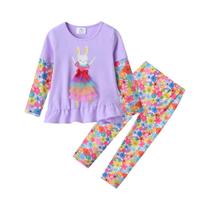 Conjunto De Pijama Floral Para Meninas, Manga Comprida, 2 Peças, Roupas Infantis De Outono, 3-12